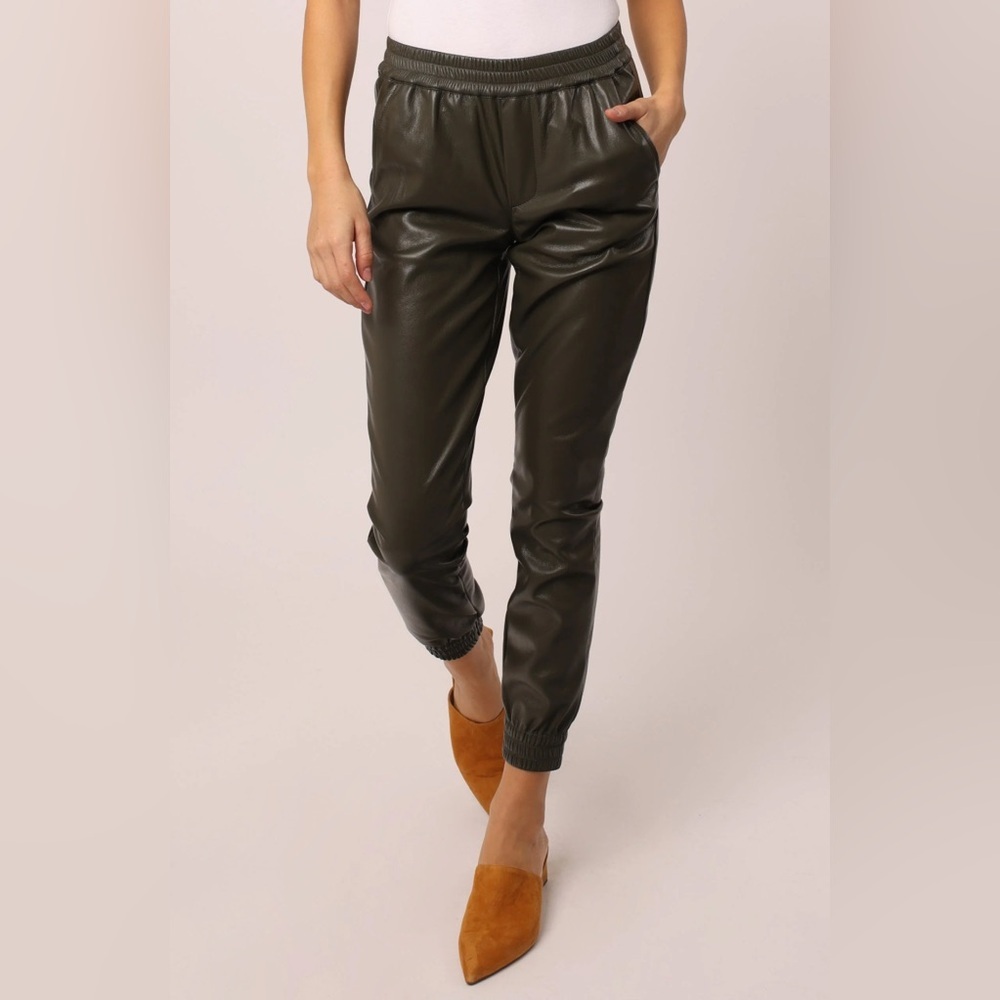 Dear John Jacey Jogger Pant Vegan Leather Charleston Green Size Small